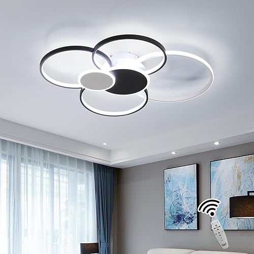Becailyer Lámpara de techo LED moderna, lámpara de techo empotrada de 6 círculos, lámpara de anillo regulable cerca de lámparas de techo para sala