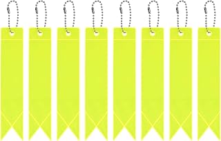 Safety Reflector, 8 Pack Reflector Tag Pendant Reflective Safety Keychain Gear for Backpack Cycling Running Wheelchairs, Fluorescent Yellow