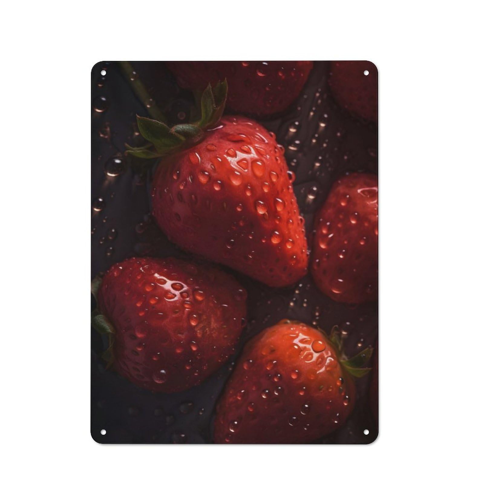 Junmoney Tasty Strawberries Rustic Tin Wall Plaque 40X30cm For Studio Or Craft Room, For Garage, Workshop And Man Cave Decoration