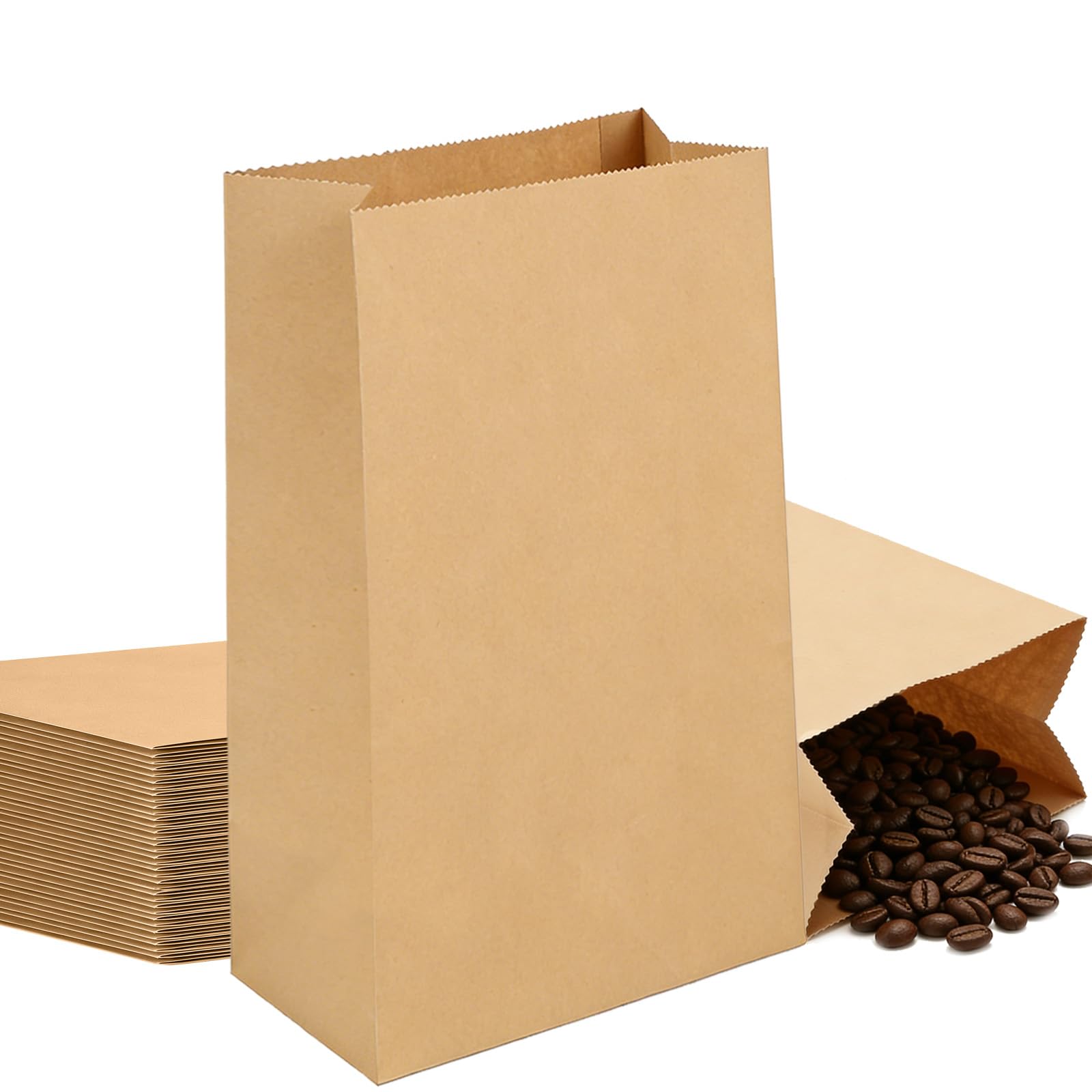50 brown paper bags, 13x7x21 cm Kraft paper bags Kraft paper bread bags
