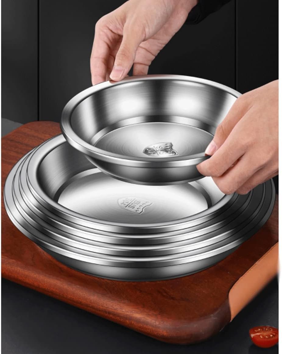 Mixing Salad Bowls, Barbecue Plates, Pots and Bowls 6 Piece Set, 304 Stainless Steel Stacking Storage Serving Trays, Cooking Baking