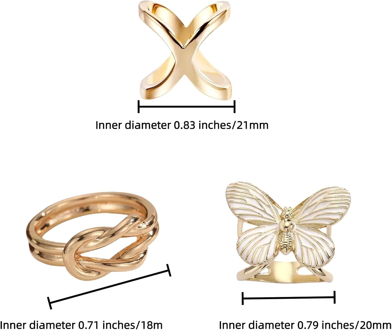 Gold Scarf Rings for Women, 3Pcs Scarf Ring Clip and Slides