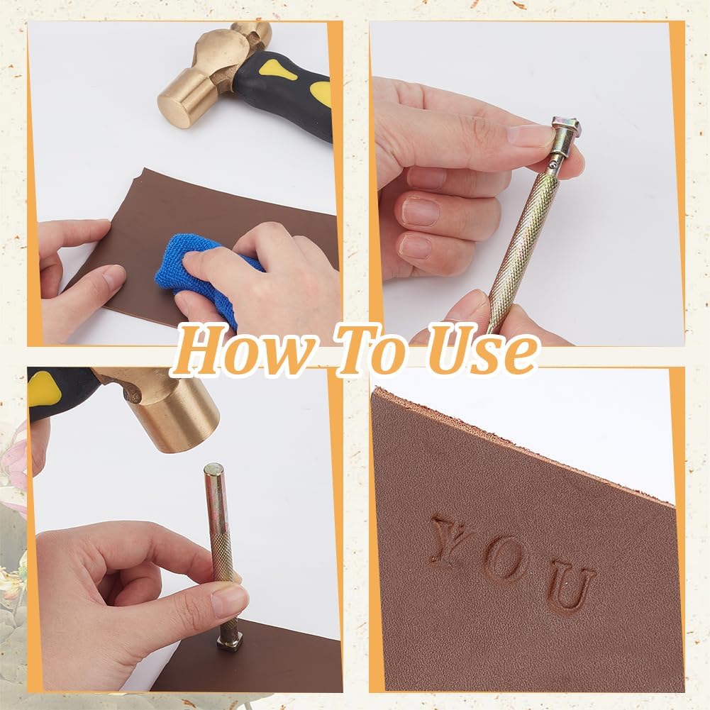 HOBBIESAY 1 Set Leather Stamping Tools 27Pcs Capital Letters Stamp Alloy Alphabet Craft Stamping Tool Leather Carving Mallet Leathercraft Stamp Tool Capital Letters Carving Set for DIY Craft