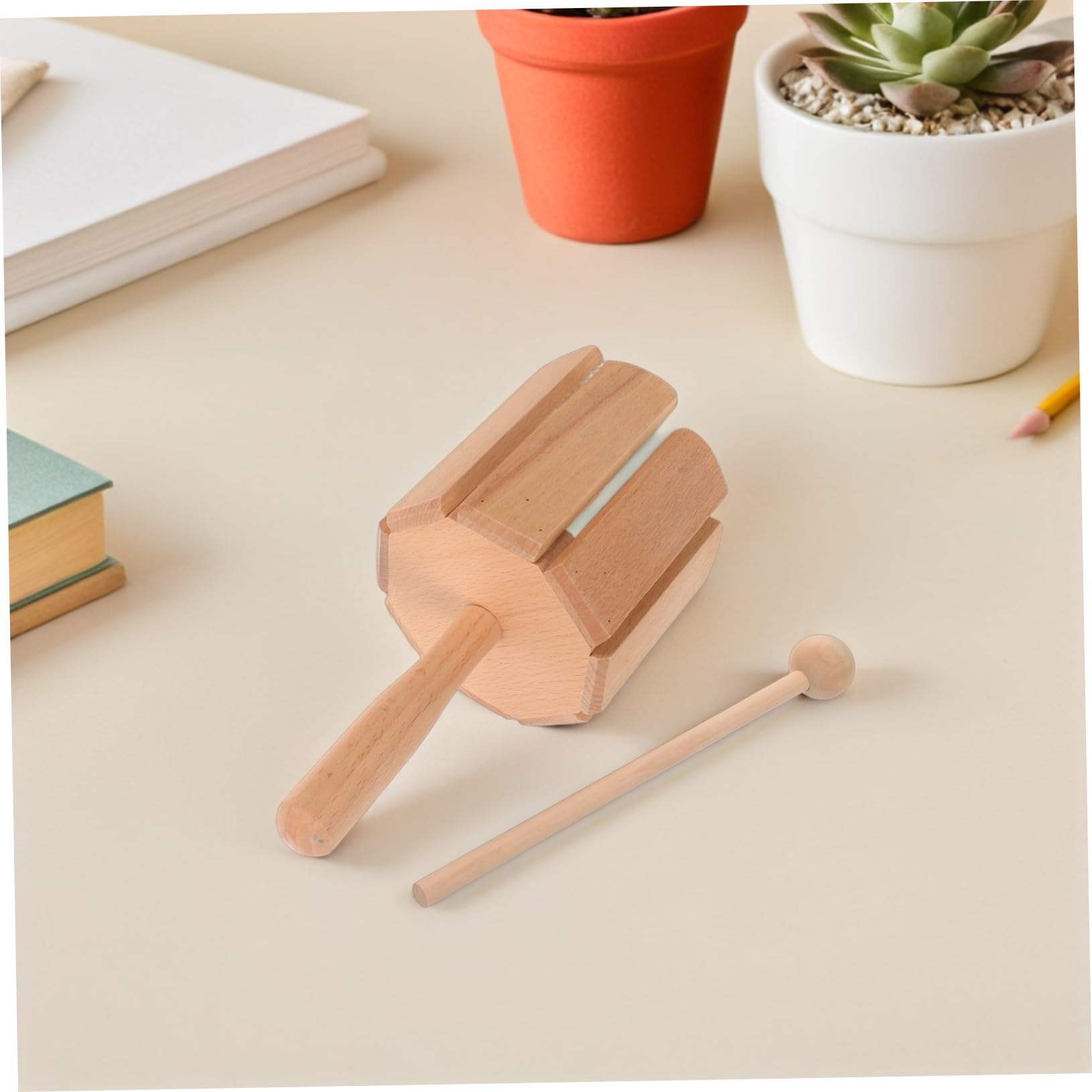 Tubo Rítmico de Ocho Tonos de Madera para Niños, 2 Piezas | Aprendizaje Temprano y Clases Escolares, Sonido Puro, Artesanía Precisa, Color Beige