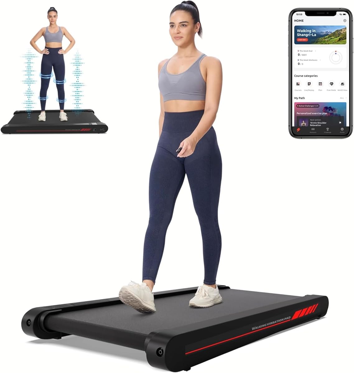 Sperax Walking Vibration Pad with APP, 3 in 1 Under Desk Treadmill, 2.5HP Low Noise Walking Treadmill Pad with Remote Control,Portable Treadmills for Home Office