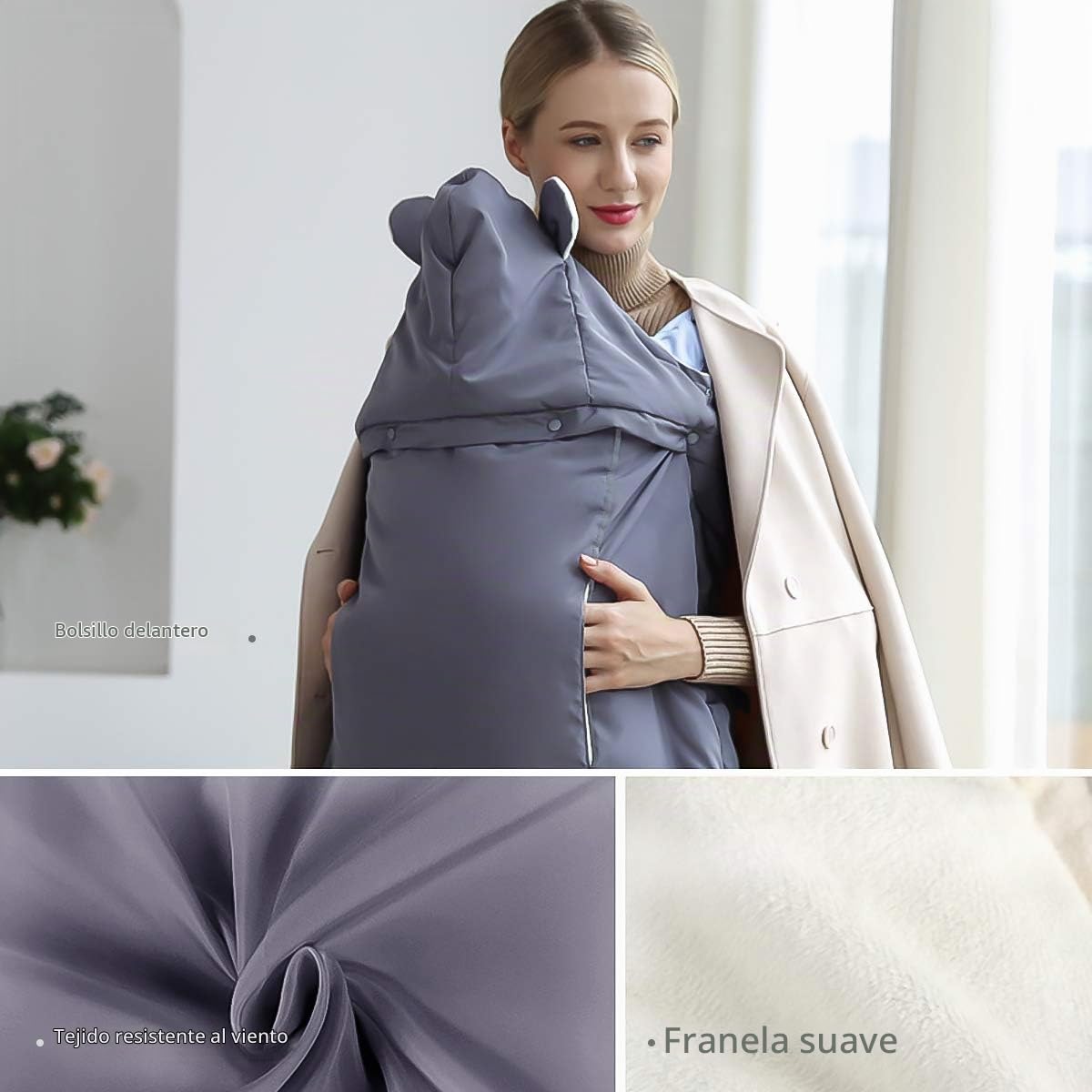 SONARIN Universal All Seasons Cobertor para portabebés,Capa para el invierno,Prueba de viento,Impermeable,Sombrero Desmontable(Gris)