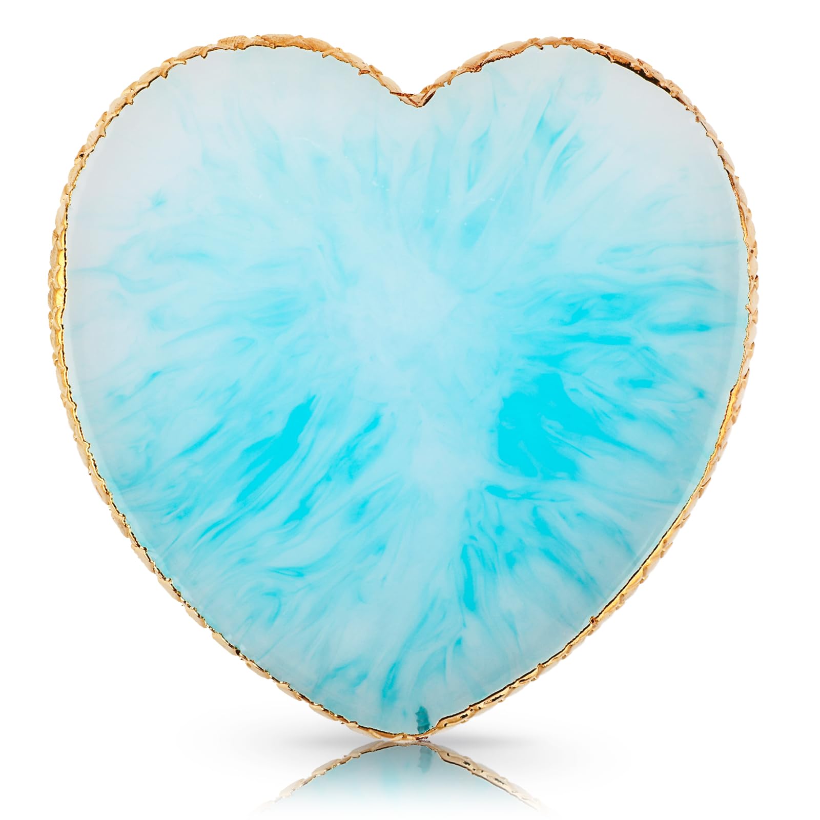 Sibba Resin Nail Art Palette Nail Mixing Palette Polish Color Mixing Plate Golden Edge Nail Holder Display Board Heart Shape Cosmetic Mixing Tools (Blue)