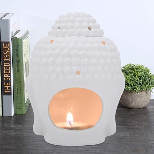 Miniatura 5 de Incensario de aceite esencial de cabezas de Buda de cerámica, cera de aromaterapia, quemadores de aceite, candelitas, candelabros, adorno de Buda