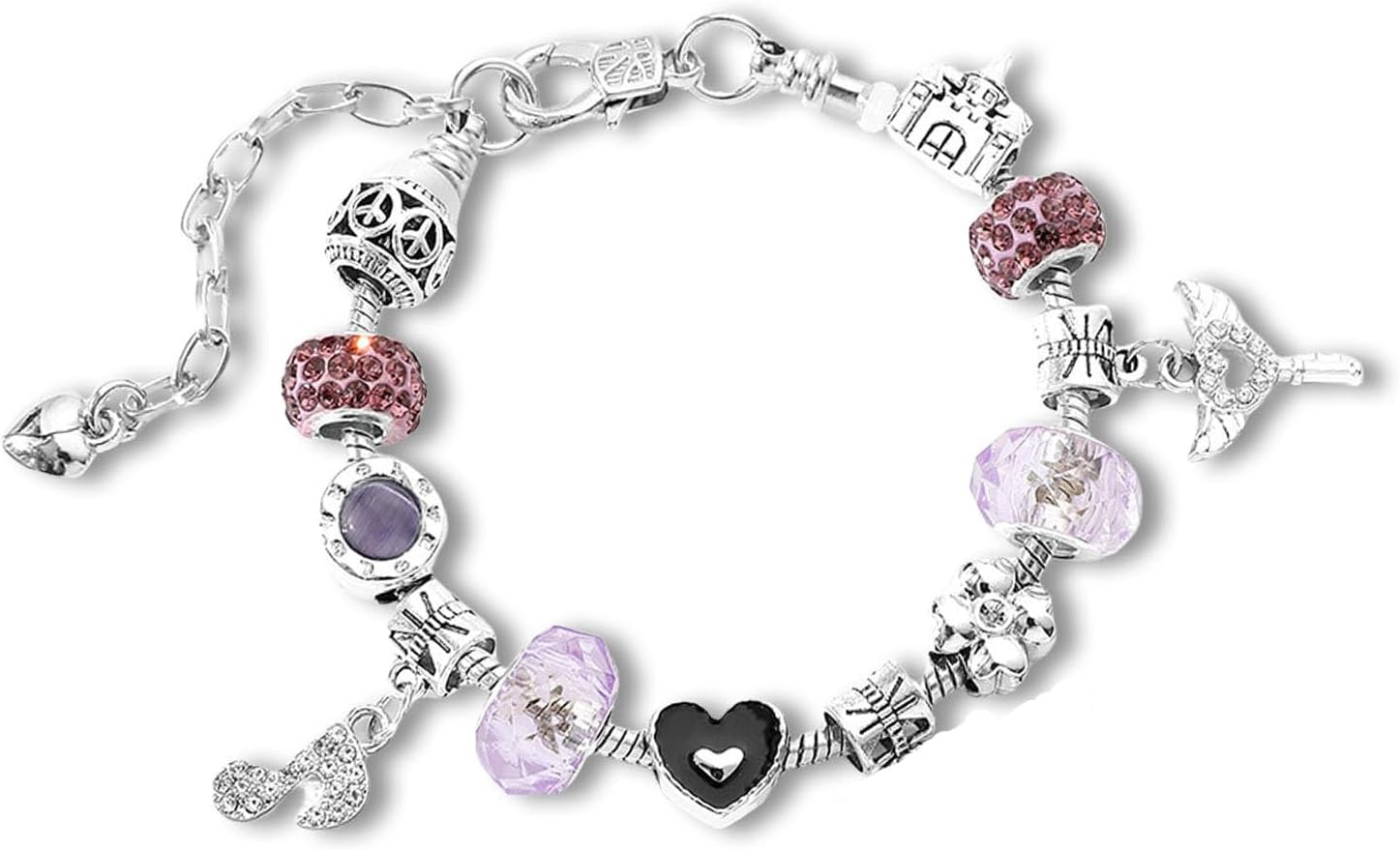 Kawaii Charm Bracelet for Girls, Adjustable Silver Kuwait Ubuy - Main Image