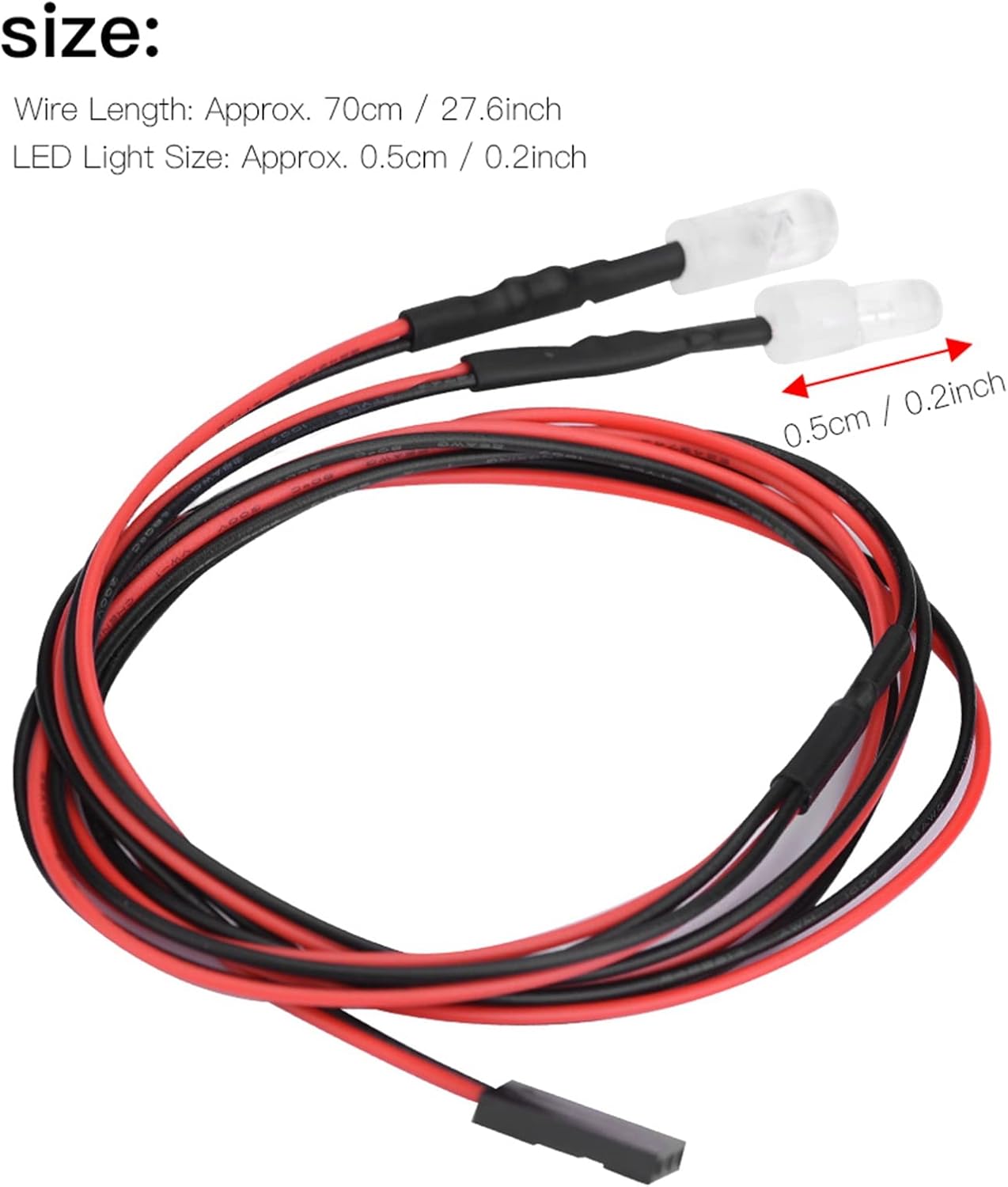 RC LED Lights 2LED Light Headlights Kit RC Accessories Compatible with 1/10 RC Car Truck Crawler, 5mm (No. 9 Light White Light)