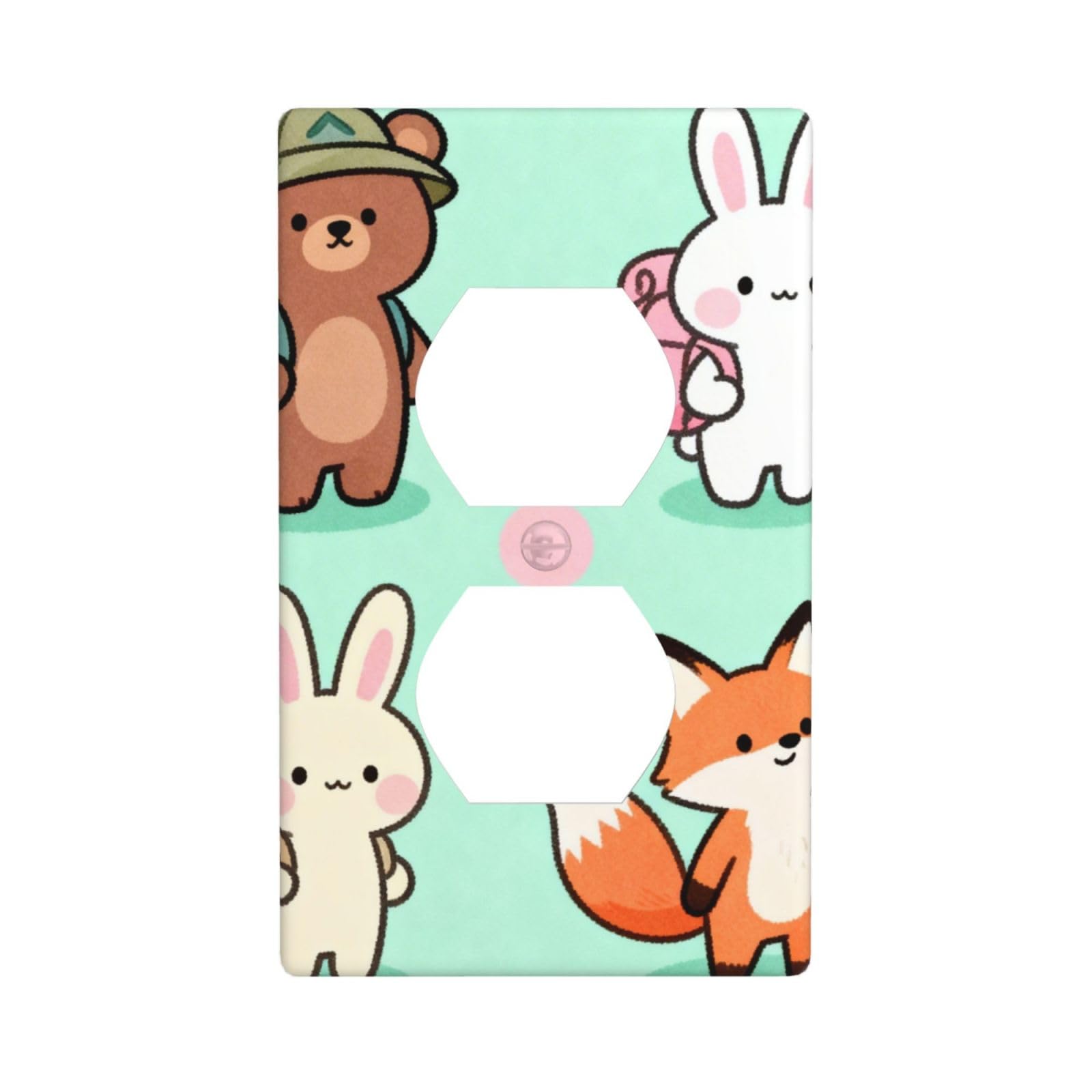 Camping Animals Decorative Switch Plate Cover-Unbreakable Polycarbonate Wall Plate for Home Office, 1 Gang with Screws