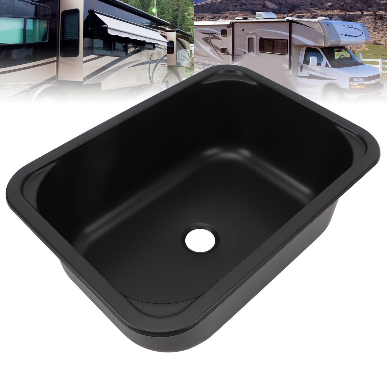 Évier de Barre Noir à Encastrer de 15 X 11 X 5,7 Pouces, évier de Barre de Camping-car en Acier Inoxydable D'une capacité de 12 L avec Trou de Vidange de 40 Mm, Installation