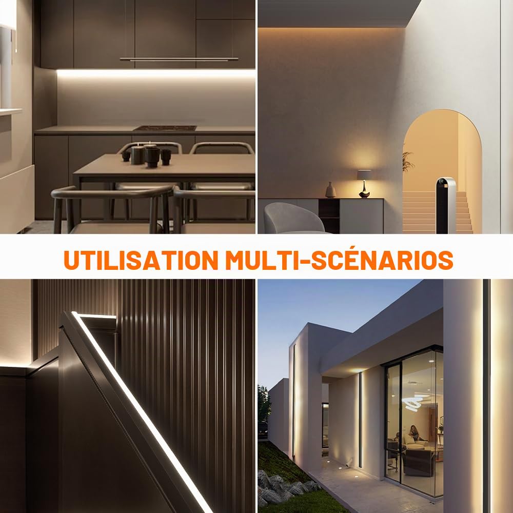 Ruban LED, Lumière au LED IP65 étanche 220V Bandeau flexible Ruban LED Light Strip pour Escalier, Chambre, Cuisine Intérieur/Extérieur (Blanc, 20M)