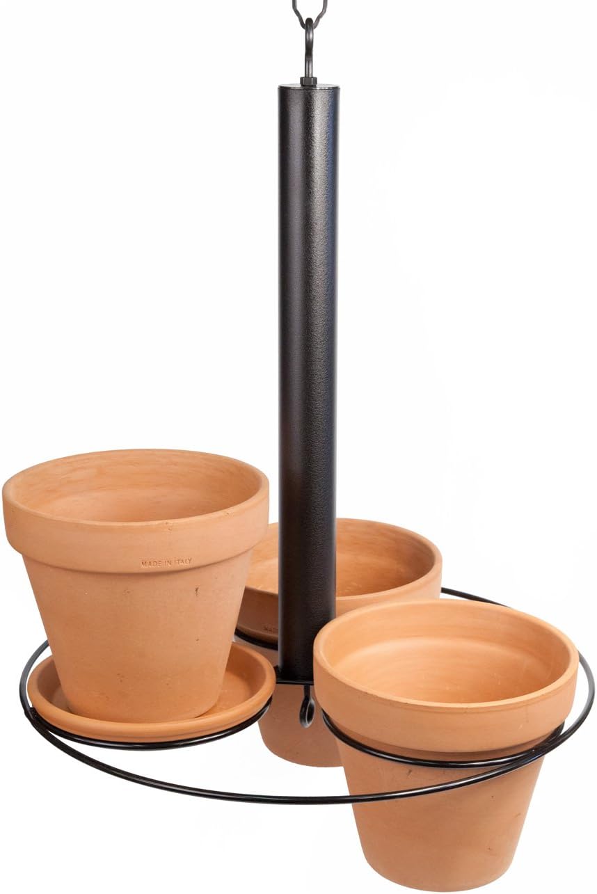 Hanging Planter ~ Holds Three 8 inch pots (not Included) ~ Terra Cotta and Black