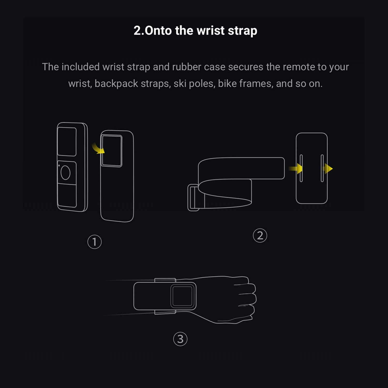 Actual image of the Insta360 GPS Smart Remote mounted on a selfie stick.