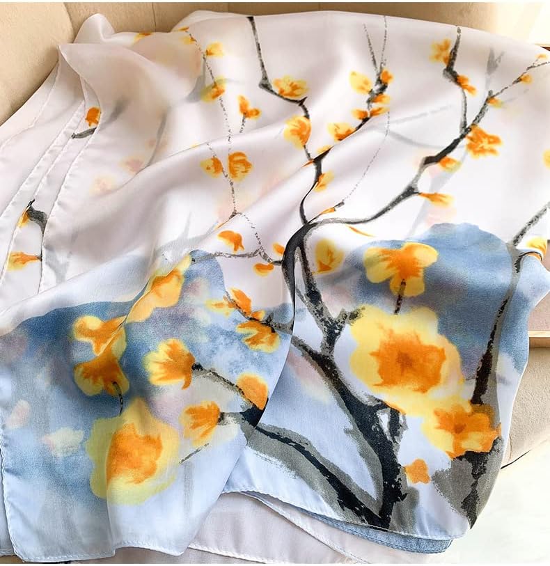 Silk Feeling Long Satin Scarf Fashion Beach Scarf Shawl Check Style Sunscreen Shawls Wraps-Lightweight Pattern - Image 4