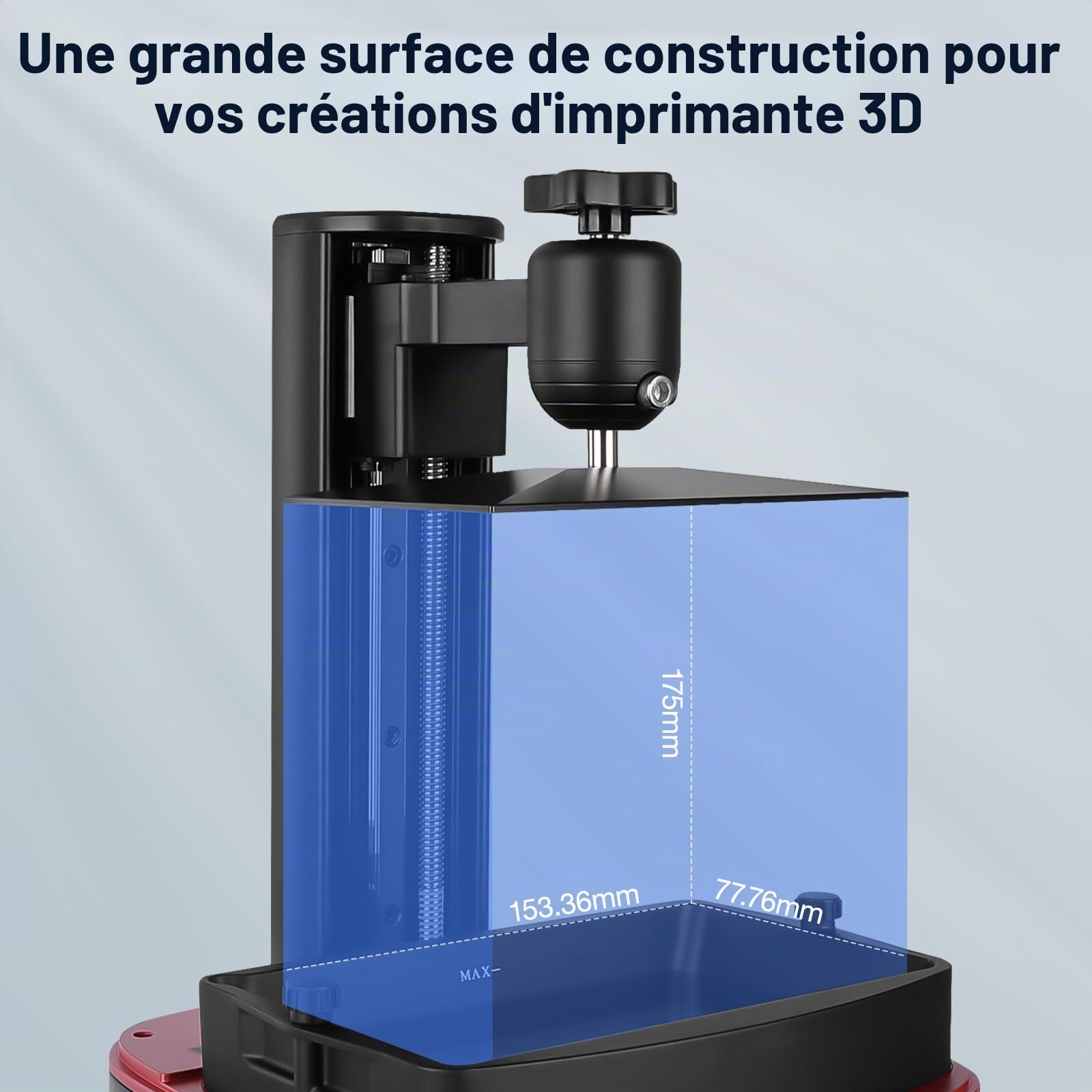 ELEGOO Mars 4 Imprimante 3D en résine avec purificateur d'air Ultra 9K monochrome LCD haute résolution et grand volume d'impression, grande taille d'impression de 195,84 mm x 122,4 mm x 150 mm