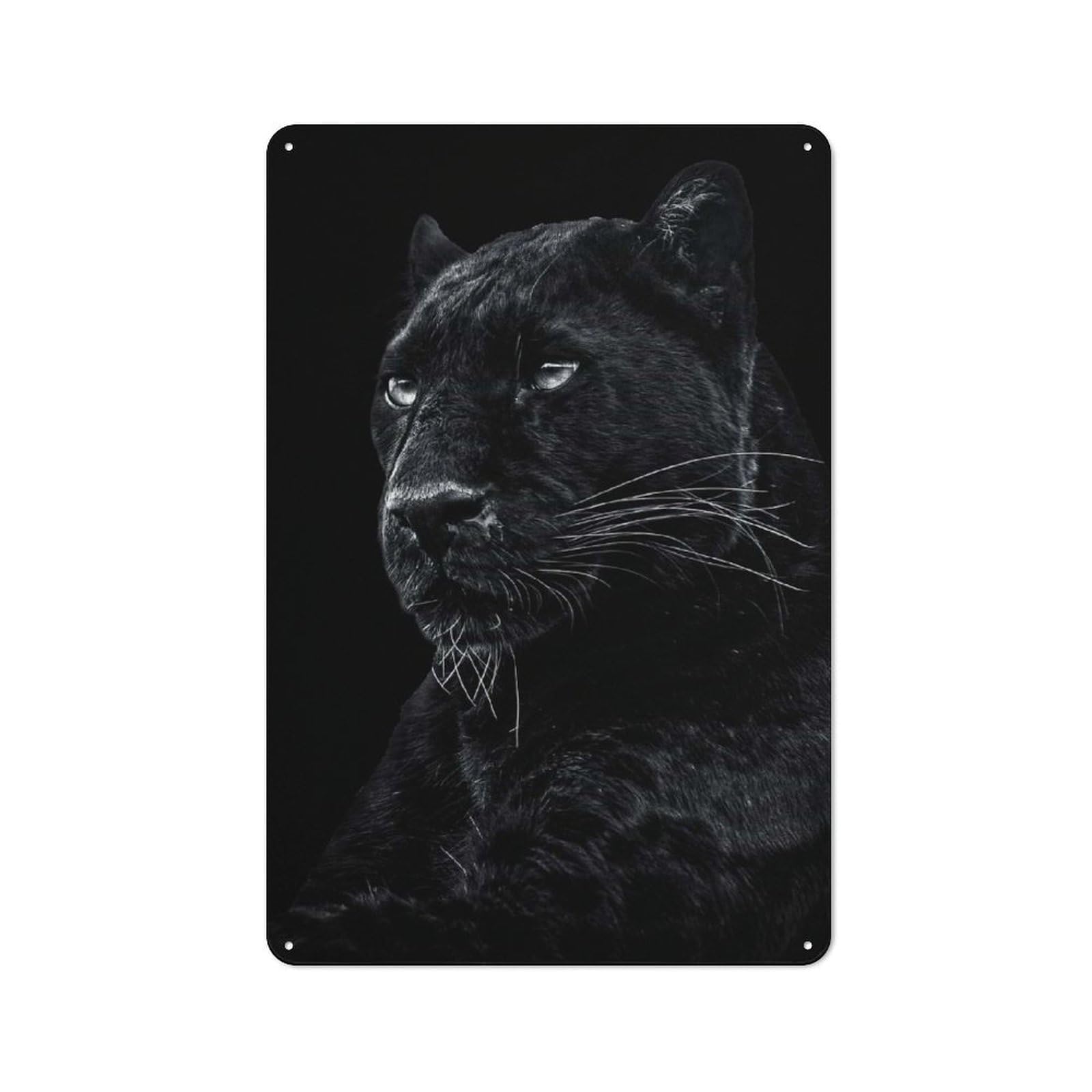 Junmoney Style-2 Wild Black Panther Rustic Tin Sign 30X20cm For Man Cave Or Games Room, A Decorative Gift For A Newly Furnished Man Cave And Games Room