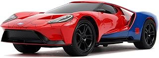 Jada Toys Marvel Spiderman 2017 Ford GT RC Car Turbo 2 Channel Radio Remote Control USB Charging + Batteries 1:16 Red/Blue/White
