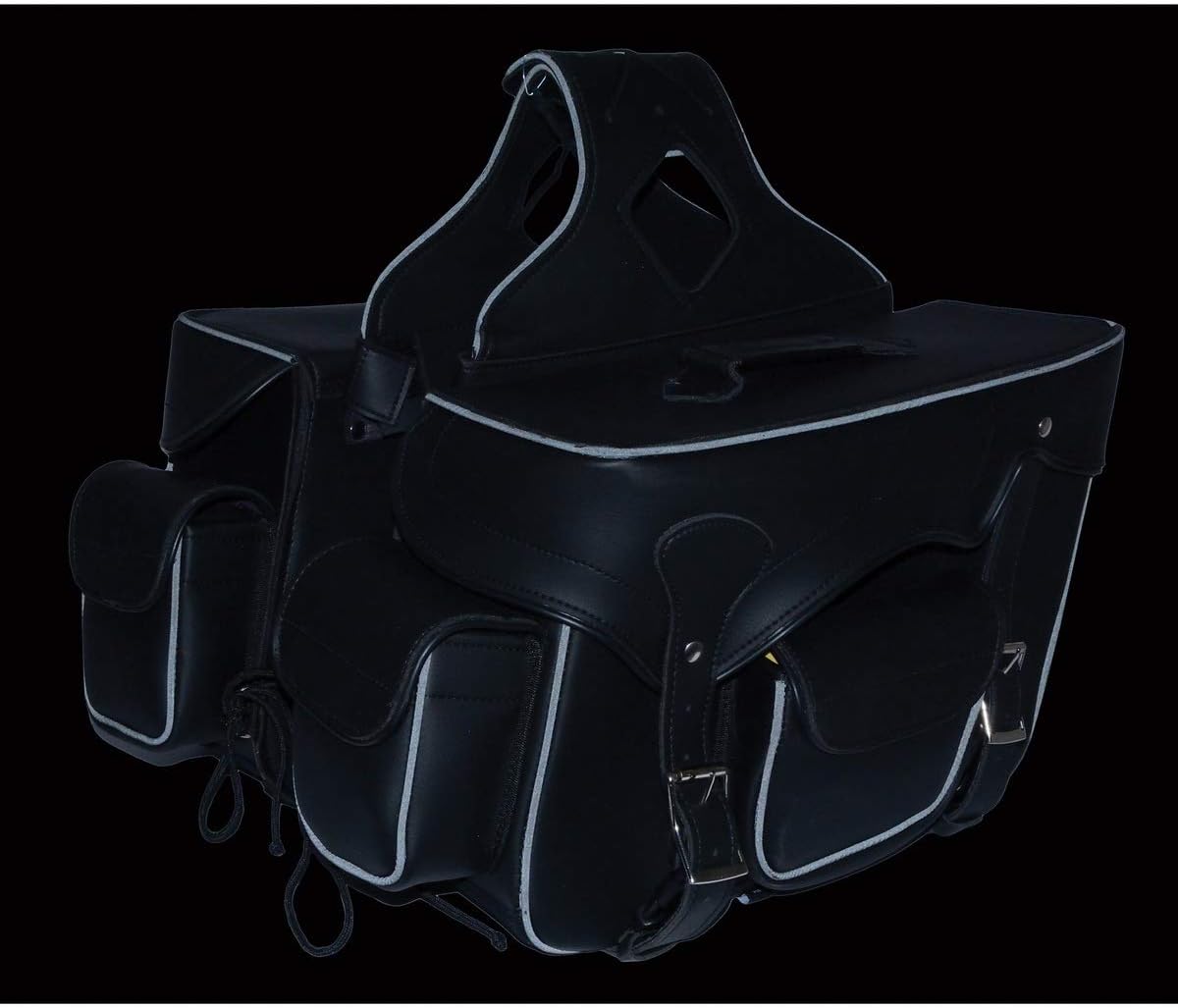 Milwaukee Leather SH66602 Zip-Off Double Pocket PVC Throw Over Motorcycle Saddlebags - One Size