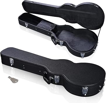 ZeHuoGe 41" Hard Shell Electric Guitar Case for Les Paul Style Guitars, Heavy Duty Plywood Wooden Case with Plush Interior, Lockable Latch with Keys, Accessory Storage Black for Electric LP Guitar