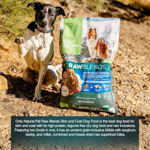 Only Natural Pet Raw Blends Skin & Coat Formula - Holistic Dog Food for Adult, High-Protein Ancient Grains Kibble & Freeze-Dried Raw Superfood Bites for Full Body Wellness with Omega-3-18 lbs - Thumbnail 5