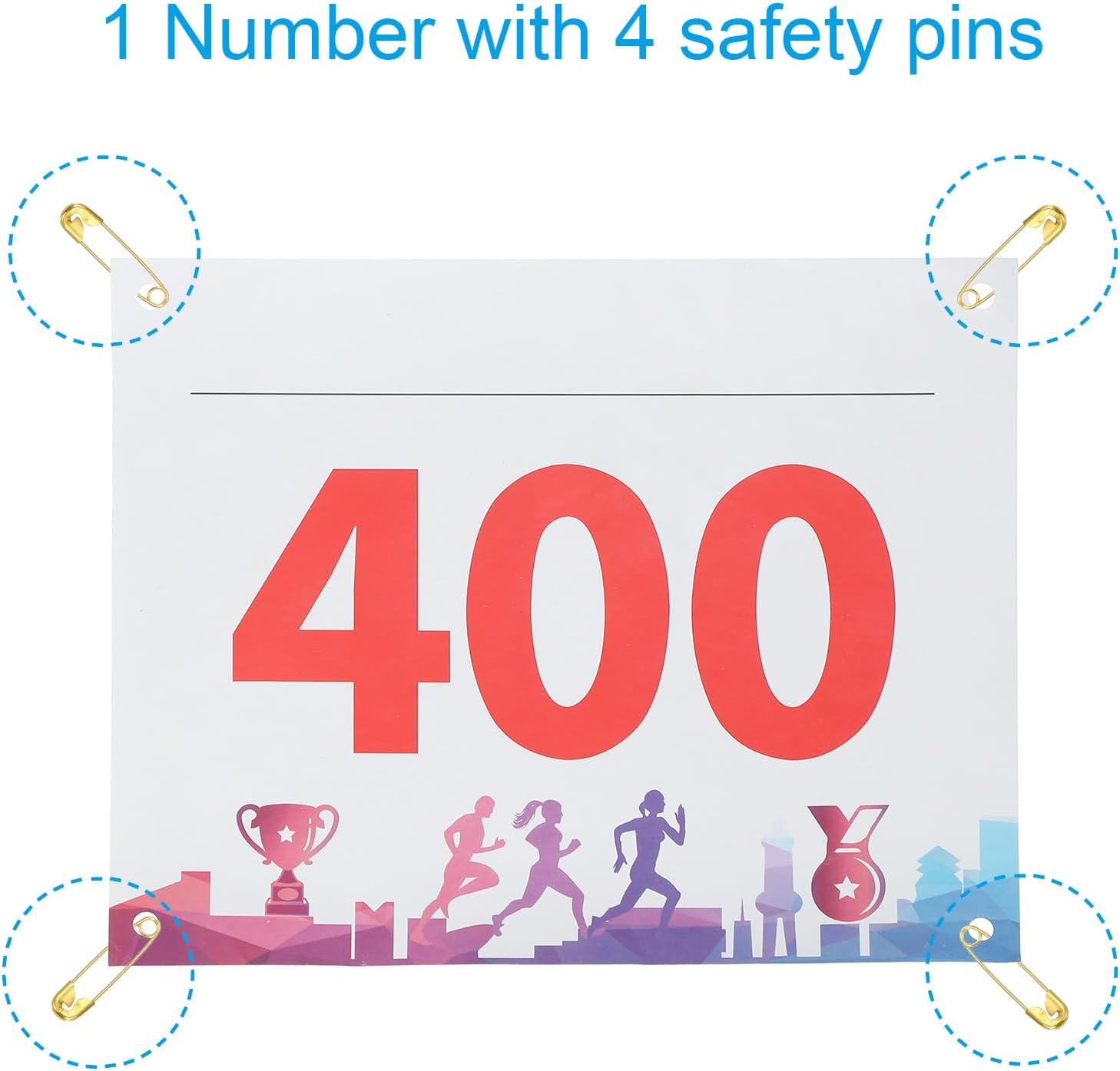 PATIKIL Tearproof Running Bib Numbers, Medals Waterproof Race Competitor Numbers with Safety Pin for Marathon Sports Game Competition Runner