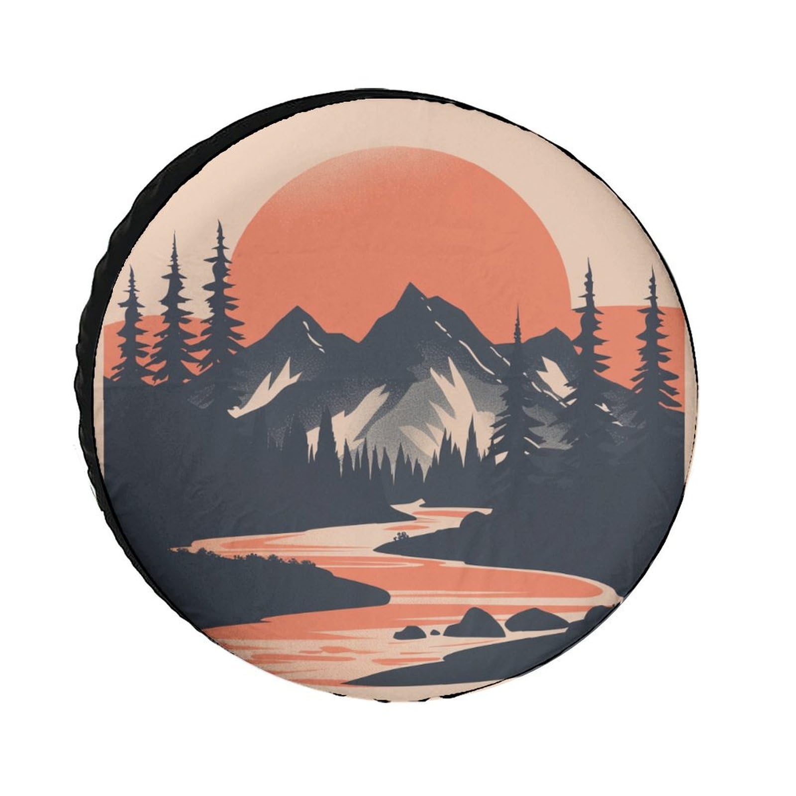 Mountain Adventure Heavy Duty Spare Tire Cover Camp with Mountain Weatherproof Wheel Protectors for Trailer SUV Truck Camper Travel Trailer Accessories 14 Inch