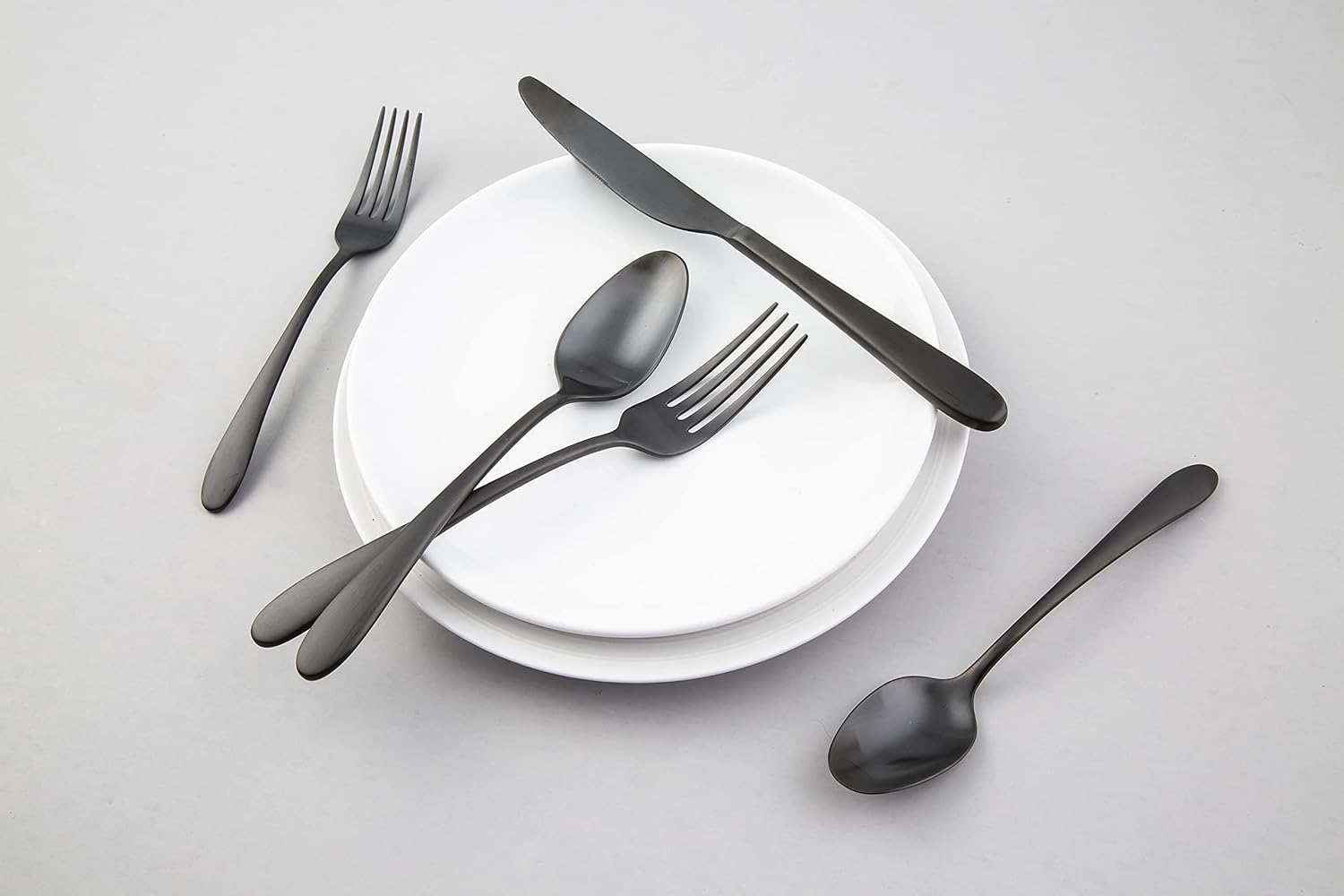 Cambridge Silversmiths Poet Black Satin 20-Piece Flatware Set, Service for 4