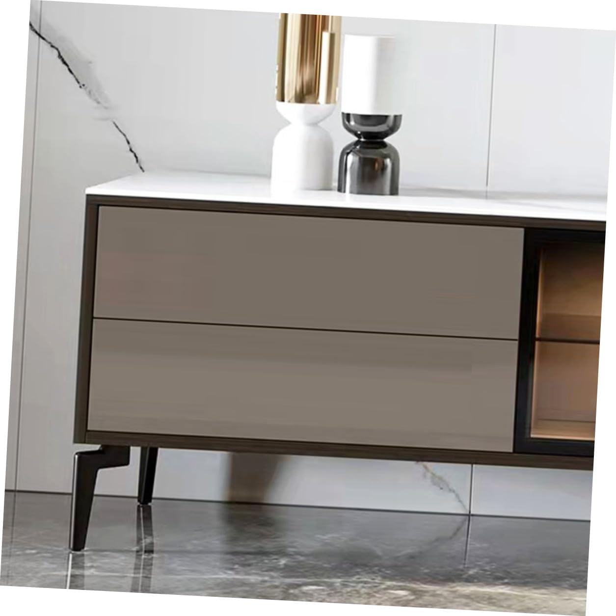 Luxshiny 4pcs Metal Cabinet Legs Heavy Duty Furniture Legs Support for Tv Stand Dresser with Black Matte Finish Suitable for Home and Office