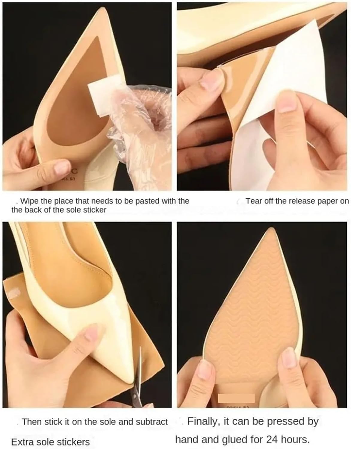 Shoe Sole Repair Rubber Soling Sheet 8pcs Shoe Soles Anti-Slip Stickers Foot Wear-Resistant Non-Slip Pads Self-Adhesive Shock-Absorbing Sole(Transparent)