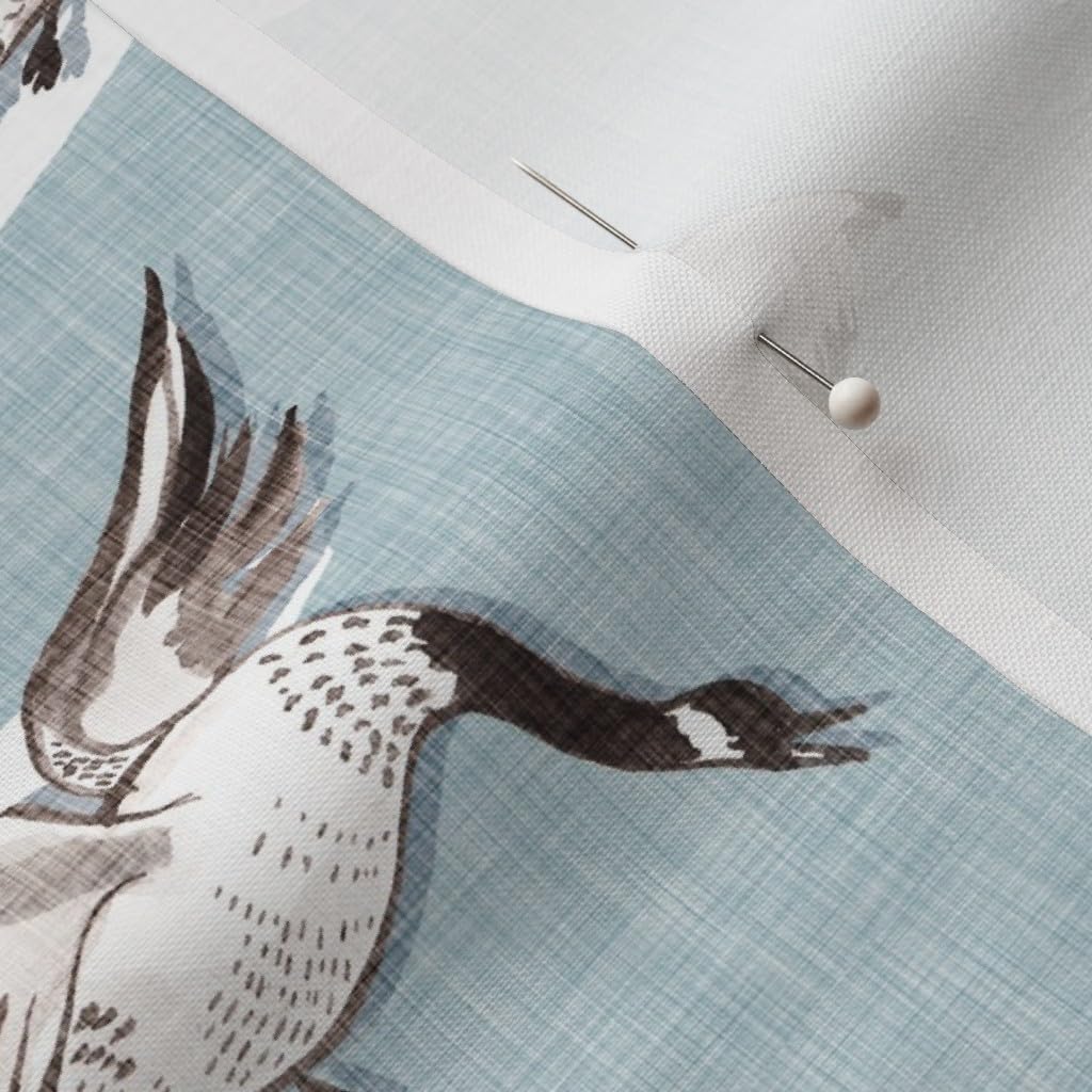 Spoonflower Fabric - Flying South Geese Duck Sky Goose Canada Birds Bird Animal Clouds Printed on Petal Signature Cotton Fabric by The Yard - Sewing Quilting Apparel Crafts Decor