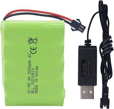 AA 6.0V 2800mAh SM-2P Plug Rechargeable Battery and USB Charging Cable for TB141 TB142 DE37 RC Car Toy Car Remote Control Excavator Truck Engineering Car Spare Battery