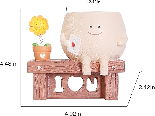 Miniatura 3 de NINIPAPA Divertidas macetas de cara bonita, maceta sonriente, maceta de girasol para plantas de interior, macetas únicas para suculentas de cactus,