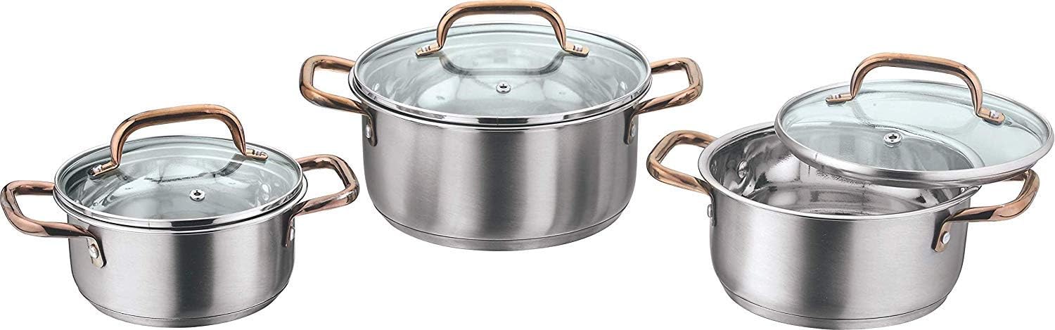 Vinod Oxford 3 Piece Durable Stainless Steel with Stylish Satin Finish Saucepot Set (14cm/1 LTR Saucepot, 16cm/1.5 LTR Saucepot & 18 cm/2 LTR Saucepot)