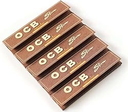 OCB Virgin King Size Slim Brown Rolling Papers – 5 Pack | Unbleached, Natural, Slow Burning | Eco-Friendly Ultra-Thin Cigarette Papers | 32 Leaves per Pack | Premium Smoking Accessories