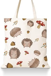 Cute Animal Canvas Tote Bag for Women, Reusable Funny Shoulder Bag, Cartoon Carryall for Work Grocery Travel