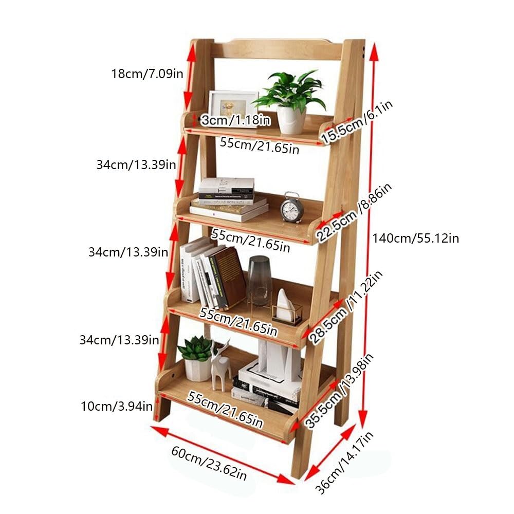 Libreria Scaffale a Scala in Legno a 5 Livelli, Ripiani portaoggetti inclinati Multiuso autoportanti, libreria Aperta for Camera da Letto, Soggiorno, Bagno, Cucina, Ufficio