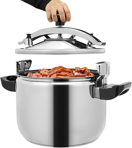 Miniatura 7 de Olla a presión de acero inoxidable de 27.47 cuartos de galón, sistema de bloqueo seguro, olla a presión, anillo de silicona gruesa y ollas con mango