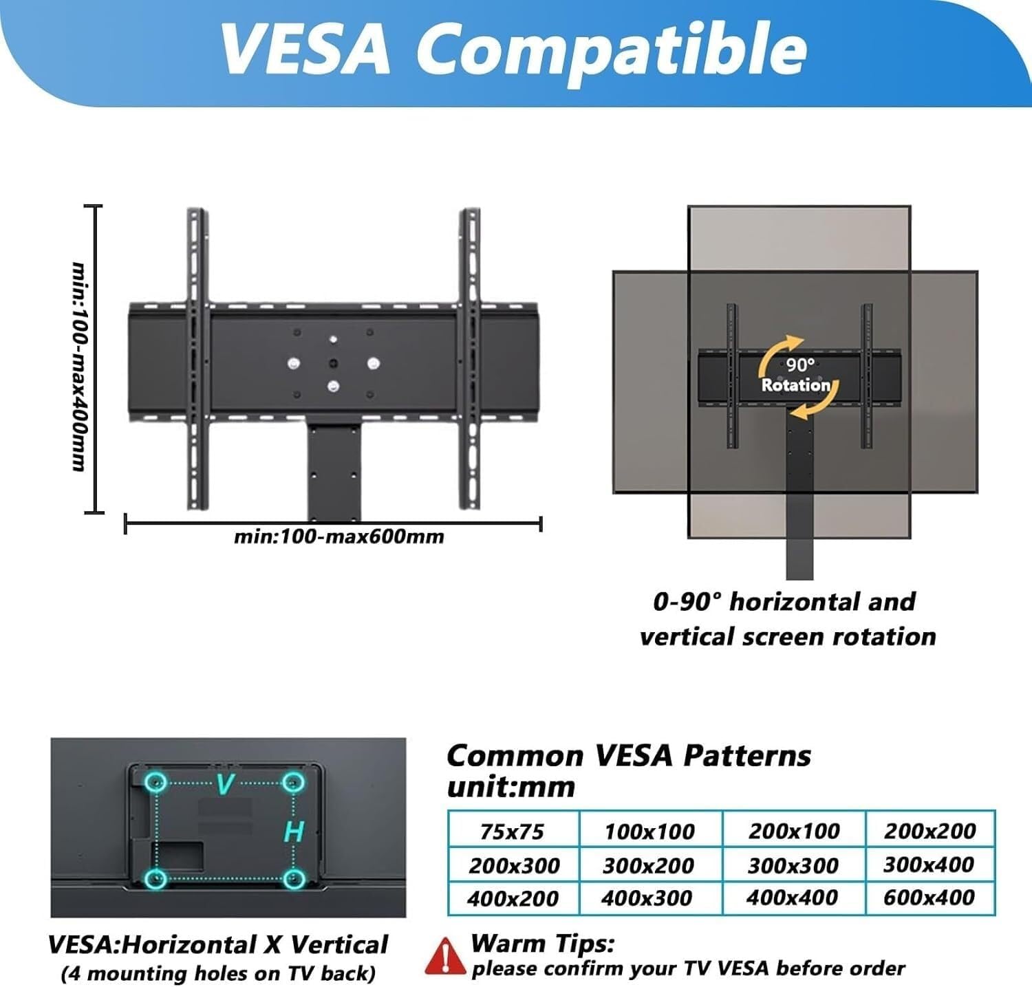 OSTsauY テレビスタンド 移動式テレビカート、車輪付き、水平および