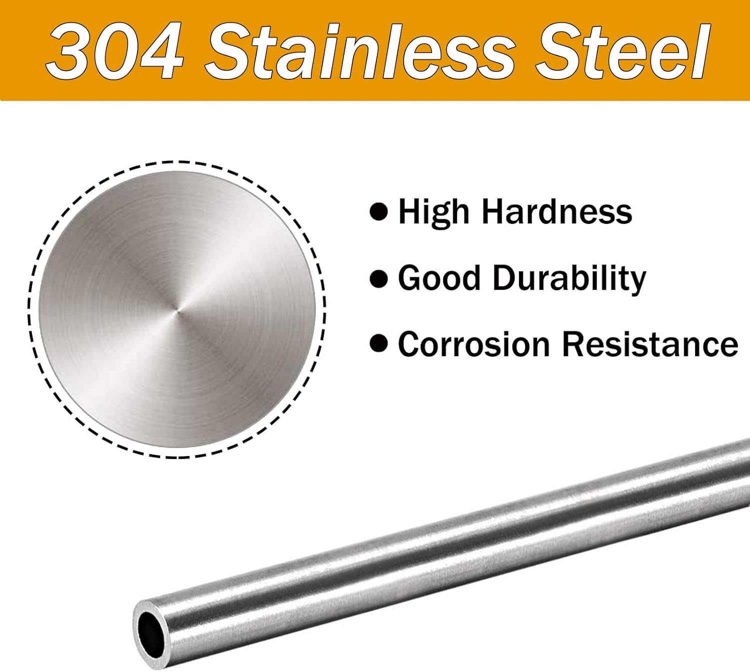2pcs 304 Stainless Steel Tube 6mm OD 1mm Wall Thickness 250mm Length, 0.24 inch OD Thickened Seamless Stainless Steel Round Tubing Metal Pipe for Crafts Industry and Household Processing