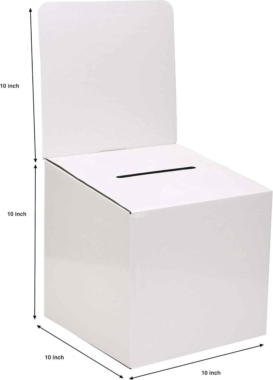Donation Collection Ballot Box Reusable thick Raffle Ticket Charity Cardboard with wide Slot comment Suggestion Box With Removable Header 10.5H x 10.5W x 10D, Display area 11Hx 10.5W White(5 Pack) 5 pack White