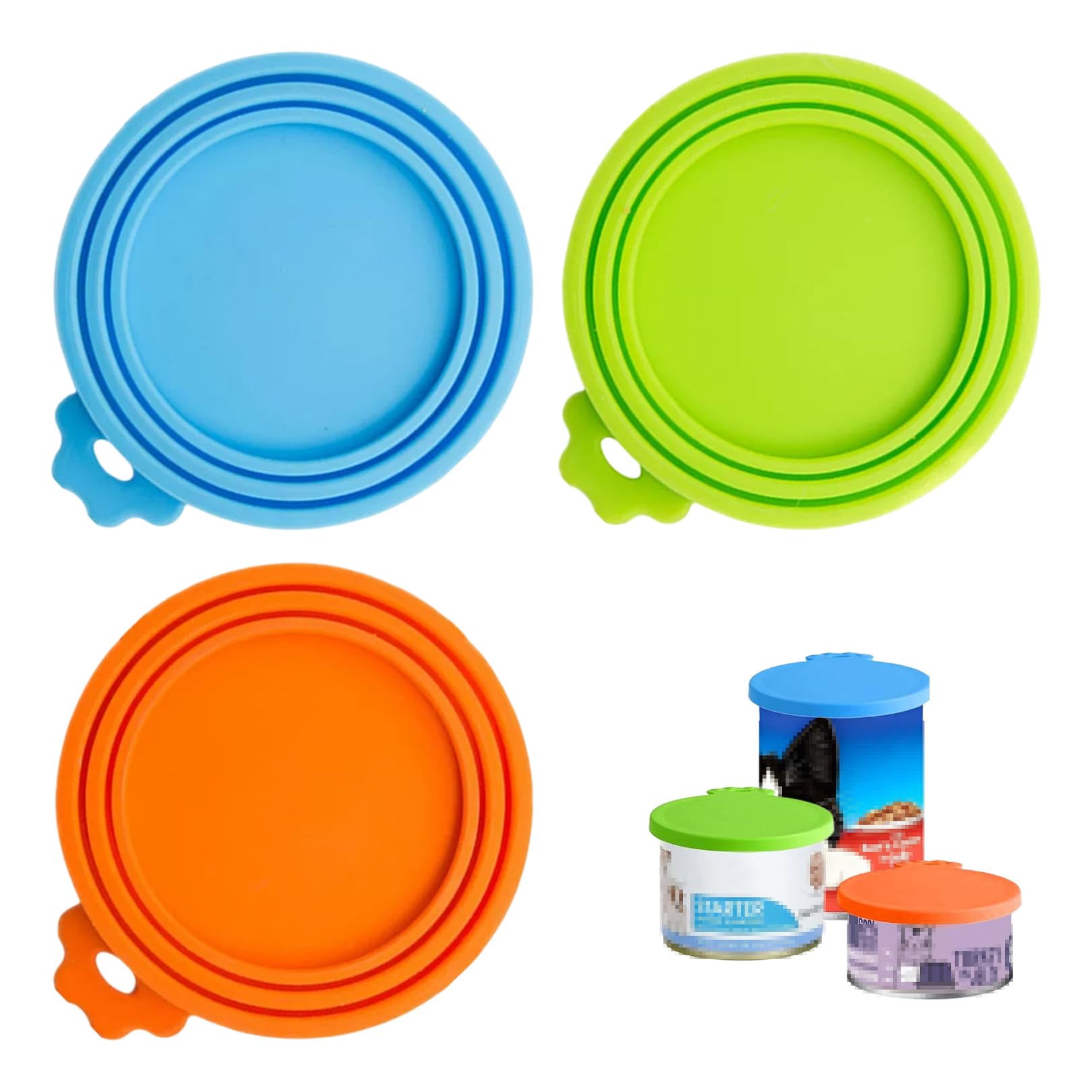 3 Piece Universal Can Lids for Tins,Silicone Can Covers for Tins, Reusable Tin Can Covers Lids for Dog Food,Fit 3 Standard Size Silicone Lids Food Covers