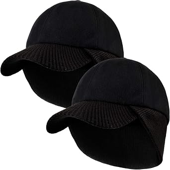LCZTN Wool Winter Baseball Cap with Warmer Earflap for Men & Women Outdoor Ski Visor Beanie Hat