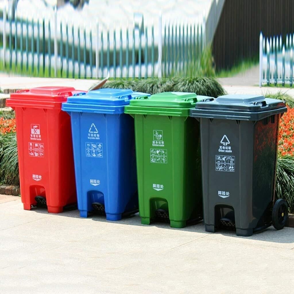 Zewnętrzny kosz na śmieci o dużej pojemności Gruby plastikowy kosz na śmieci z pokrywką pojemnik na odpady Trwała kuchnia na zewnątrz (zielony, 120L)