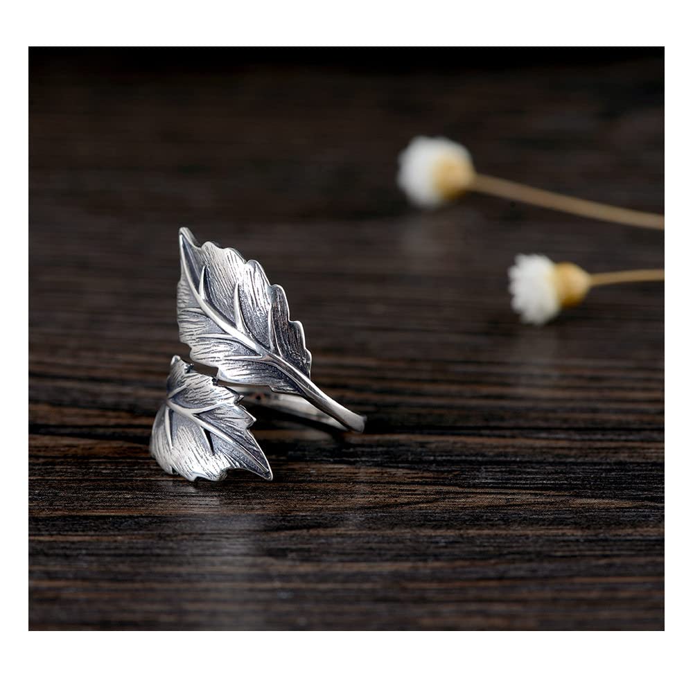 Anello In Argento 925 Da Donna,Anello Regolabile Per Donna Foglie Incisione Vintage In Argento Sterling 925 Afflitto Anello A Coda Di Torsione Anelli Di Eternità Fedi Nuziali Anelli Di Promessa Per
