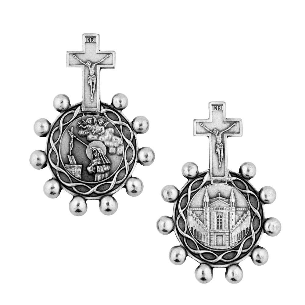 VILLAGE GIFT IMPORTERS Saint Rita and The Sanctuary Rosary Ring | Durable Metal Finger Rosary | Christian Home Goods