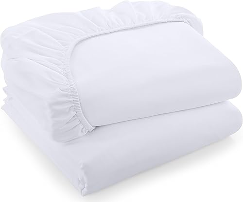 Utopia Bedding Sábanas bajeras de tamaño individual XL, paquete de 2 sábanas inferiores de microfibra suave cepillada, bolsillos profundos,