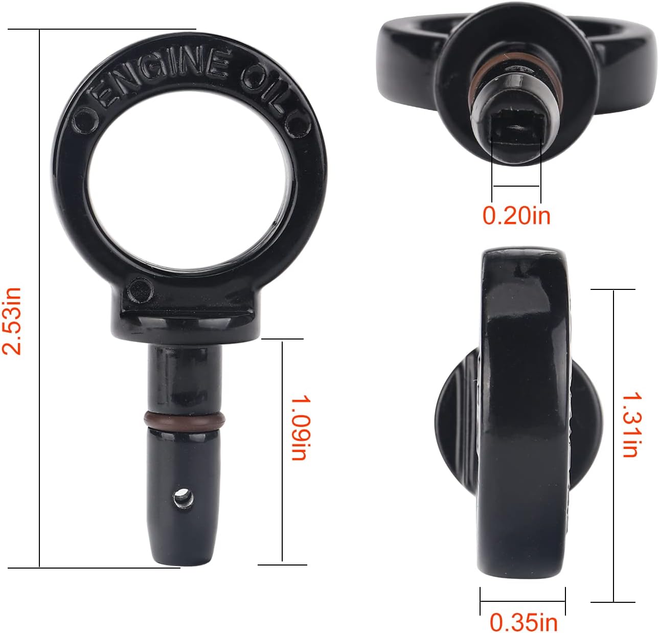 3mirrors Aluminum Oil Dipstick Pull Handle Compatible with Dodge Chrysler Jeep Models Universal Engine Oil Dipstick w/Viton O Ring & Installation Kit Black