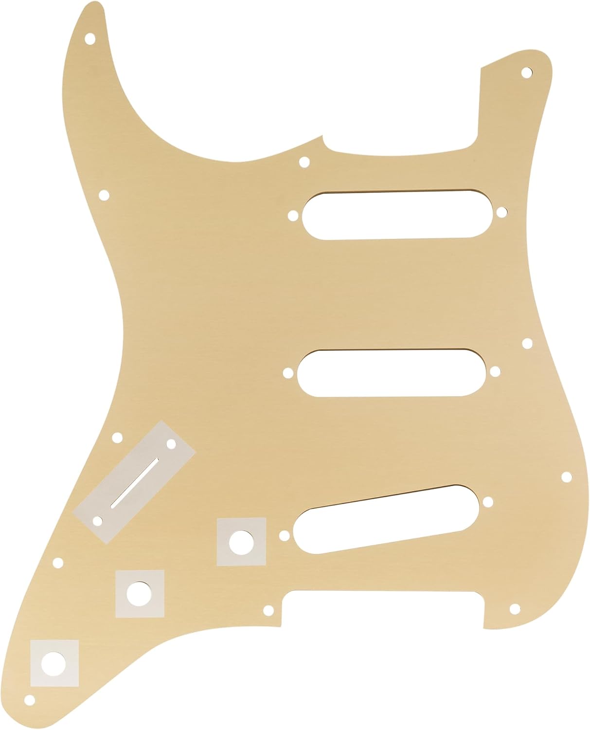 Musiclily Ultra 11 Holes Anodized Aluminum SSS Strat Pickguard ST Guitar Pickguard for American/Mexican Fender Standard Strat Style Electric Guitar, Gold
